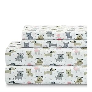 NWT Whimsical Collection Puppy Love Full Sheet Set Multi-color